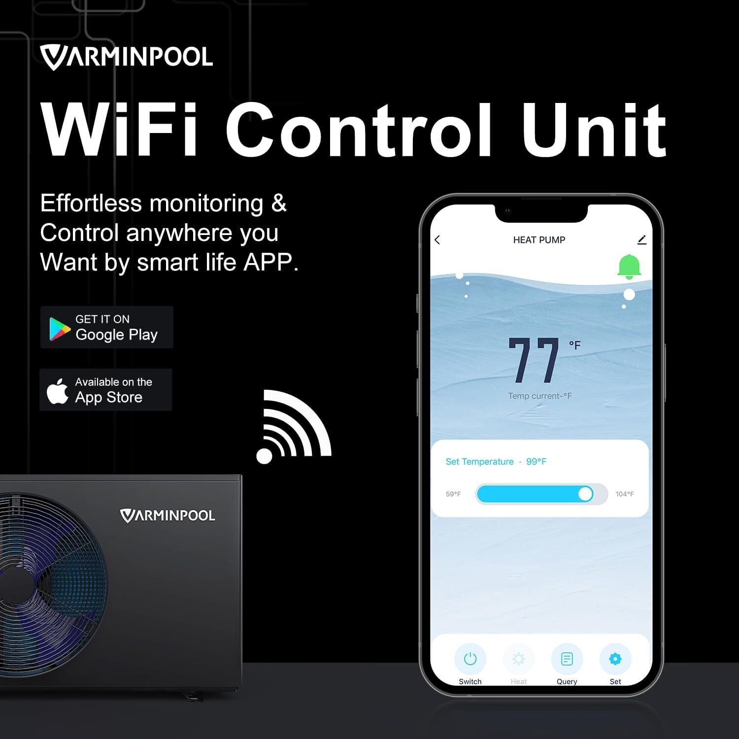 VARMINPOOL 110V Pool Heat Pump Water Heater 30000BTU