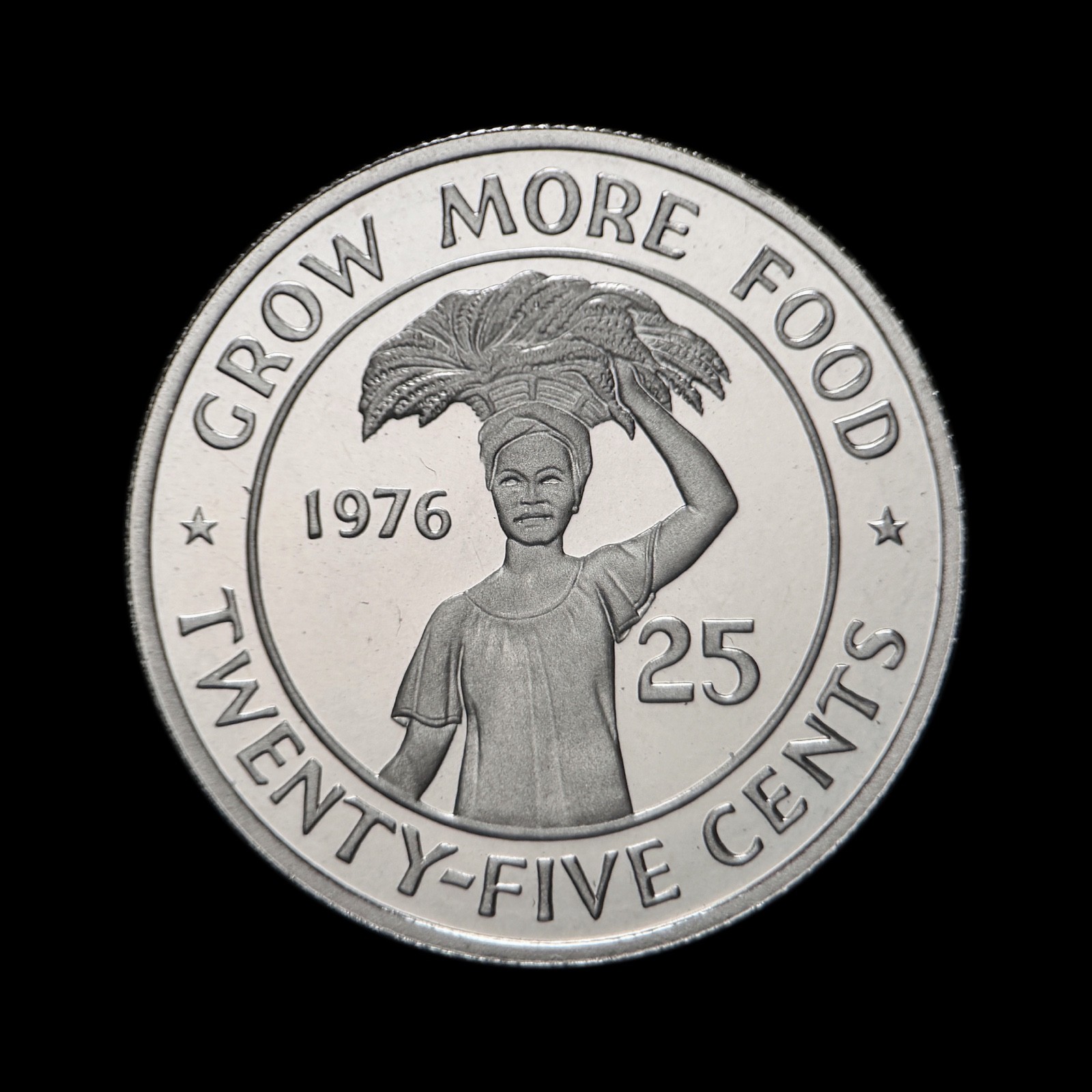 LIBERIA. 1976, 25 Cents - Tolbert, Woman Basket, Royal Mint Wales RARE 1 Proof