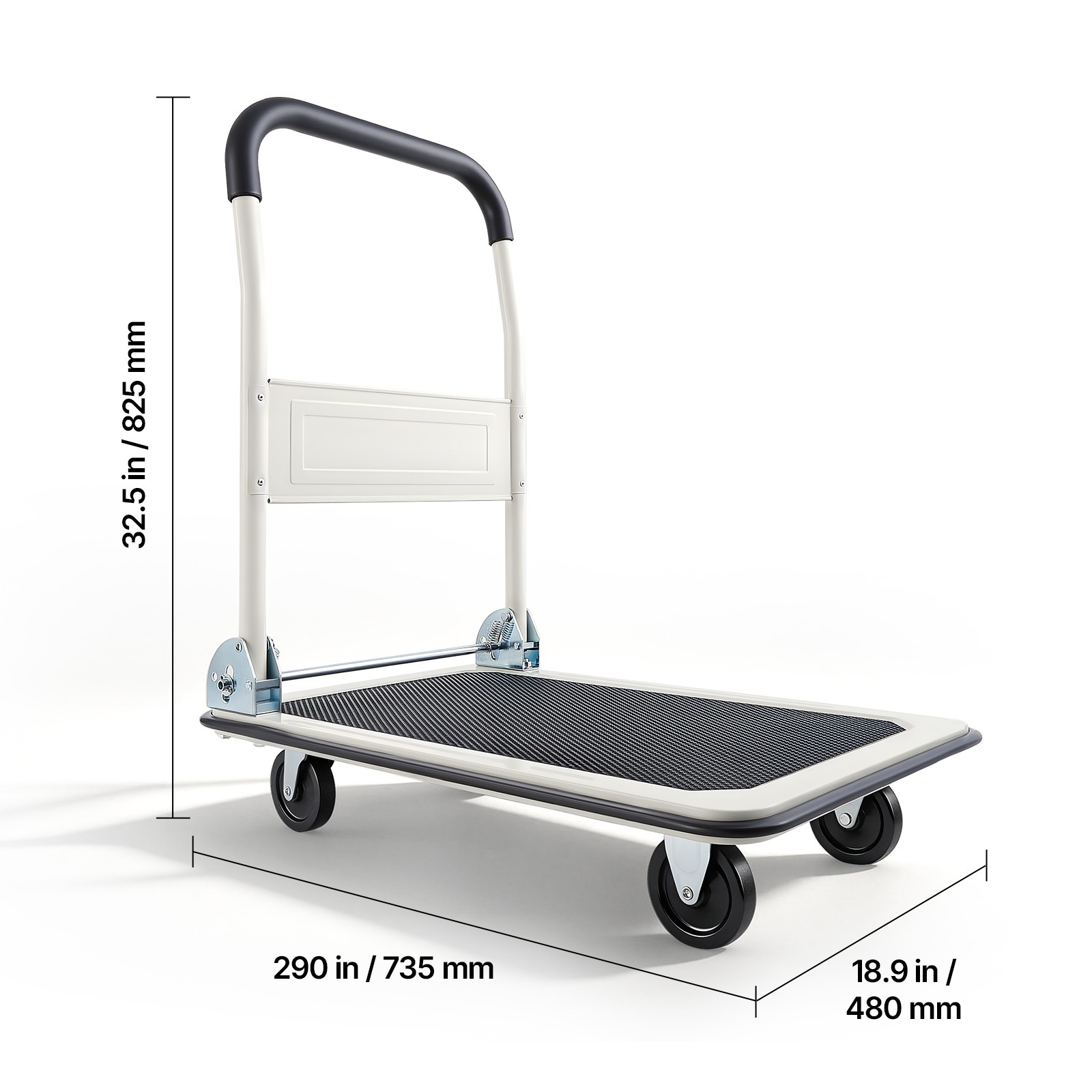 Uimoso Foldable Push Cart Dolly 330lbs Capacity with Wheels and Folding Platform