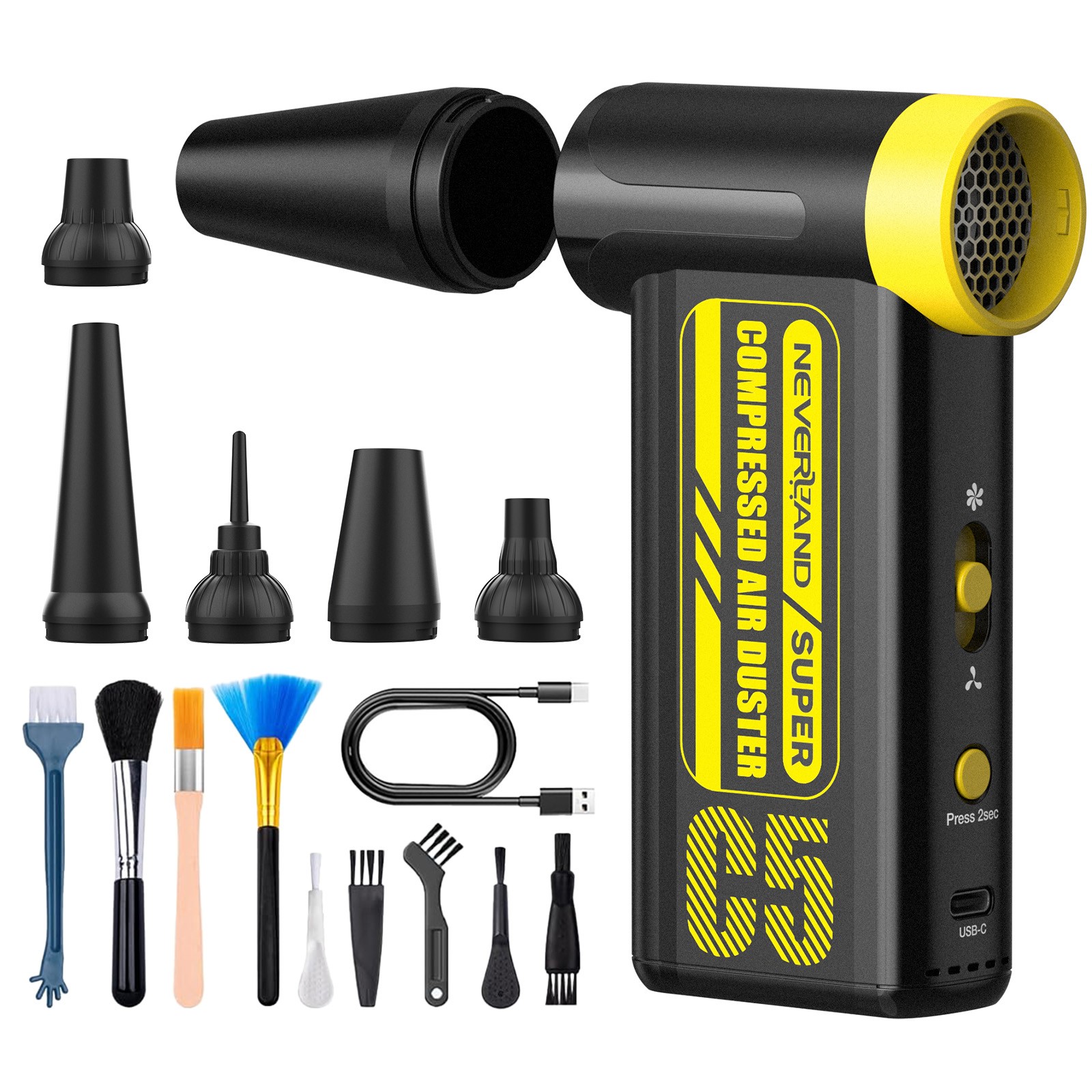 Electric Compressed Air Duster 300000RPM Super Power Cordless Dust Air Blower US