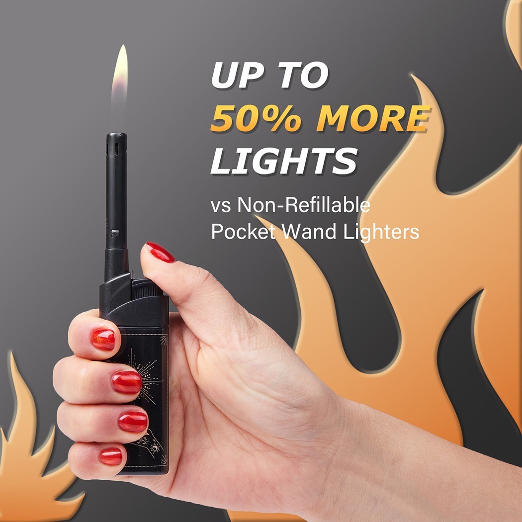 (Butane Included) 6PCS Multipurpose Candle Lighter Refillable Long Wand Lighters