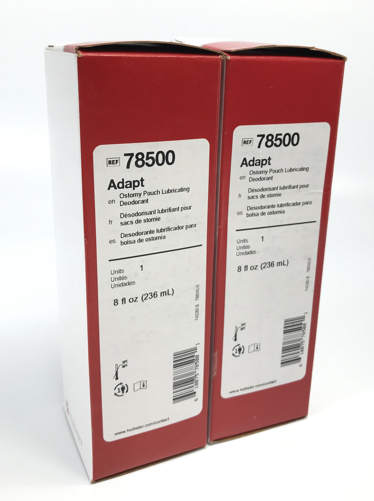 2 Hollister 78500 Adapt Ostomy Pouch Lubricating Deodorants 8 oz. Expires 2025