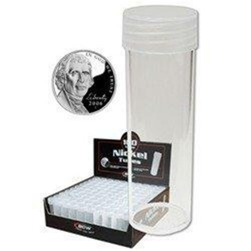 20 Round US Nickel Clear Plastic Coin Storage Tubes w/ Screw On Caps BCW New