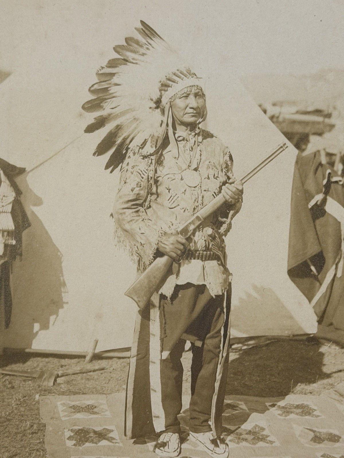 Vintage Native American Cabinet Photo Titled: "Lone Dog"; Early 20th Century