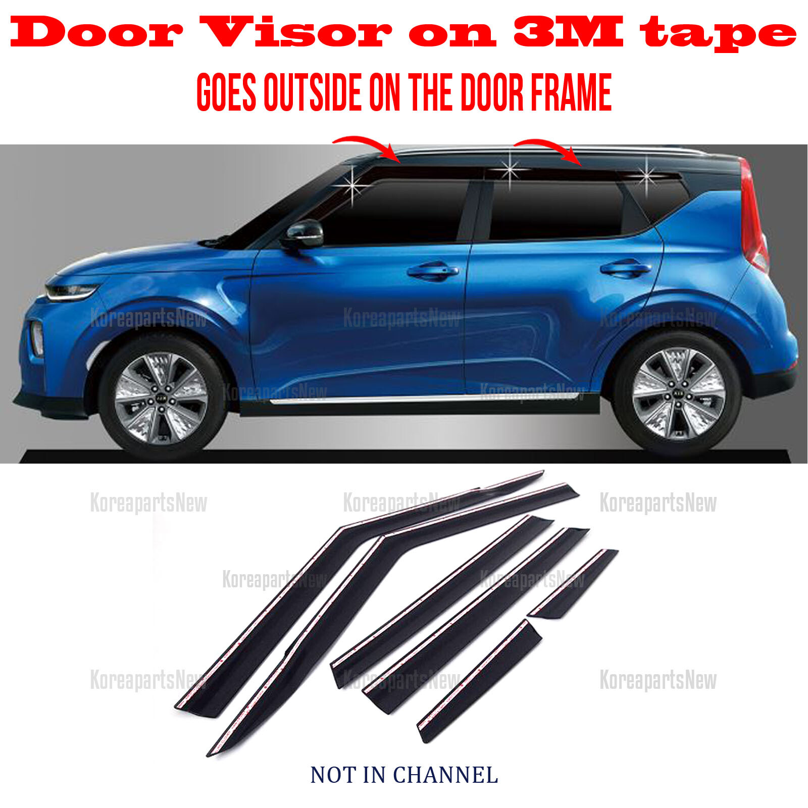 ⭐6pcs⭐ Window Door Visor Vent Shade Rain Guard fits Kia Soul Booster 2020-2025
