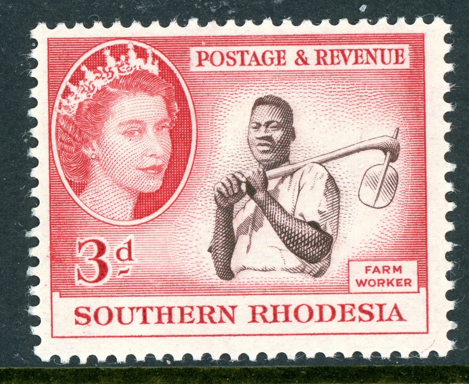 Rhodesia 1953 British QEII 3p Farm Worker SG 81 MNH S838