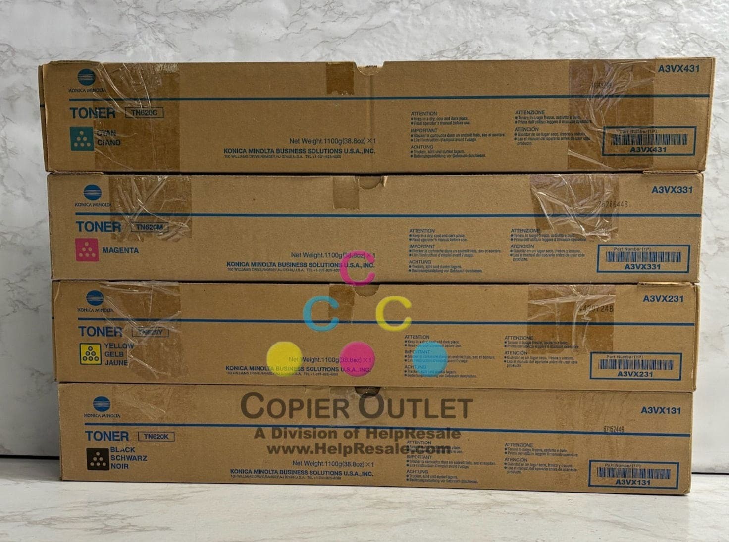 4 New Genuine Konica Minolta AccurioPrint C2060L,C3070L,C4065 CMYK Toners TN620