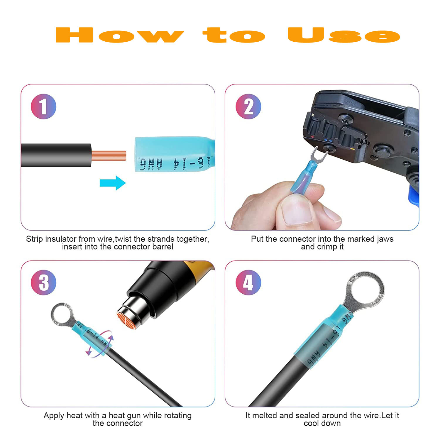 240pcs Waterproof Wire Connectors Heat Shrink Marine Automotive Terminals kit