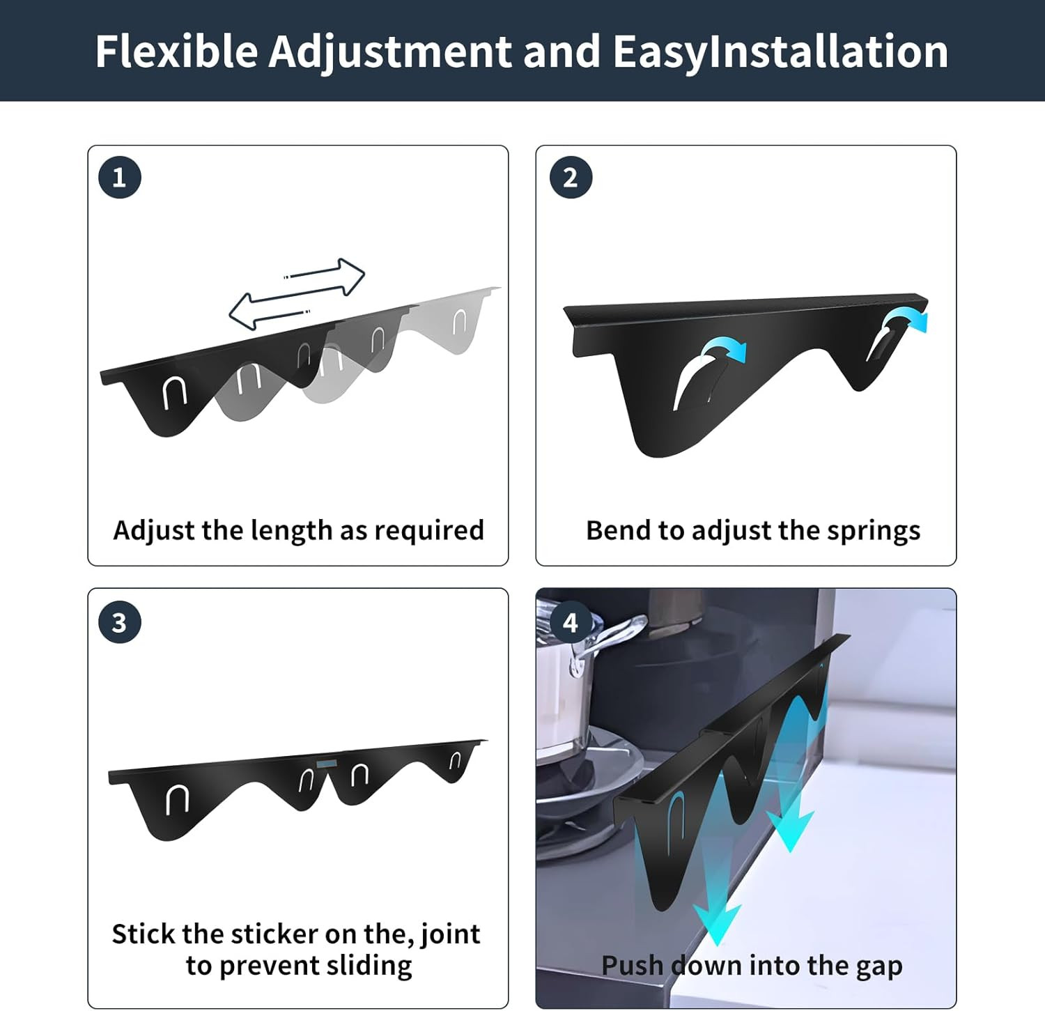 2 Pcs Stainless Steel Stove Gap Covers Retractable 13.8"-27.5" Heat Resistant