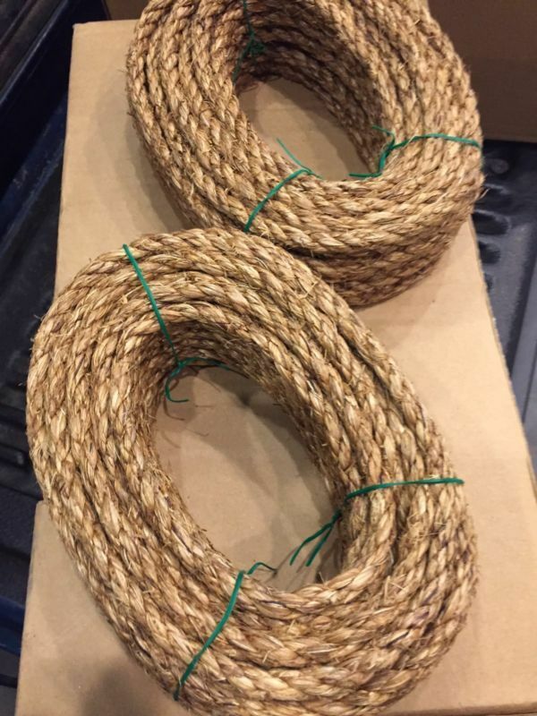 TWO PCs 3/8"x 50' Natural Manila Hemp Rope 100’ Total