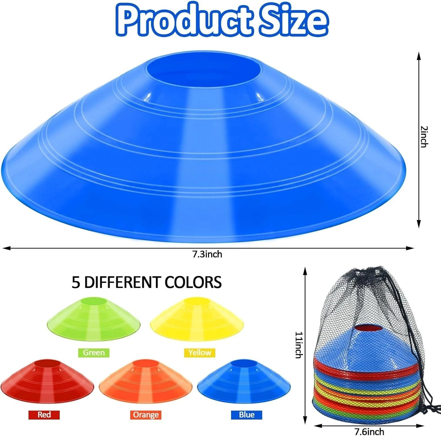 Soccer Cones for Training, 100/15 Pack Agility Cones with Carry Bag,Multi-Color