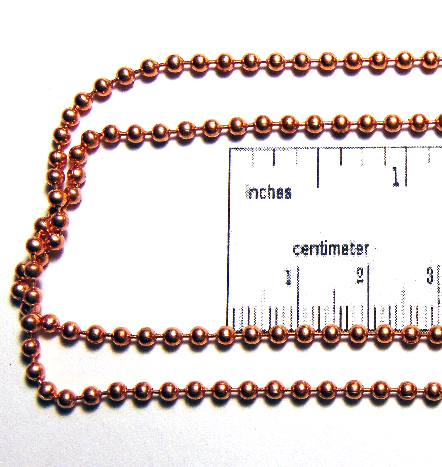 25 Feet 2.4mm #3 Pure COPPER BALL CHAIN on spool + 25 Connectors ! Made in USA
