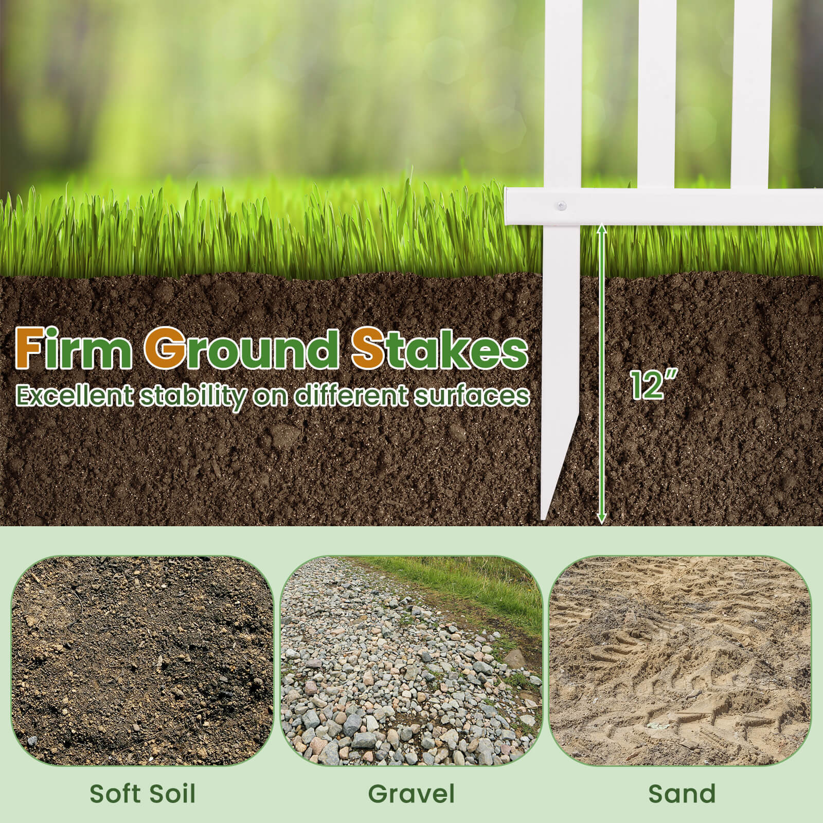 80" x 51" Decorative Fence Pack of 2 No Dig Fence Panels for Soft Ground