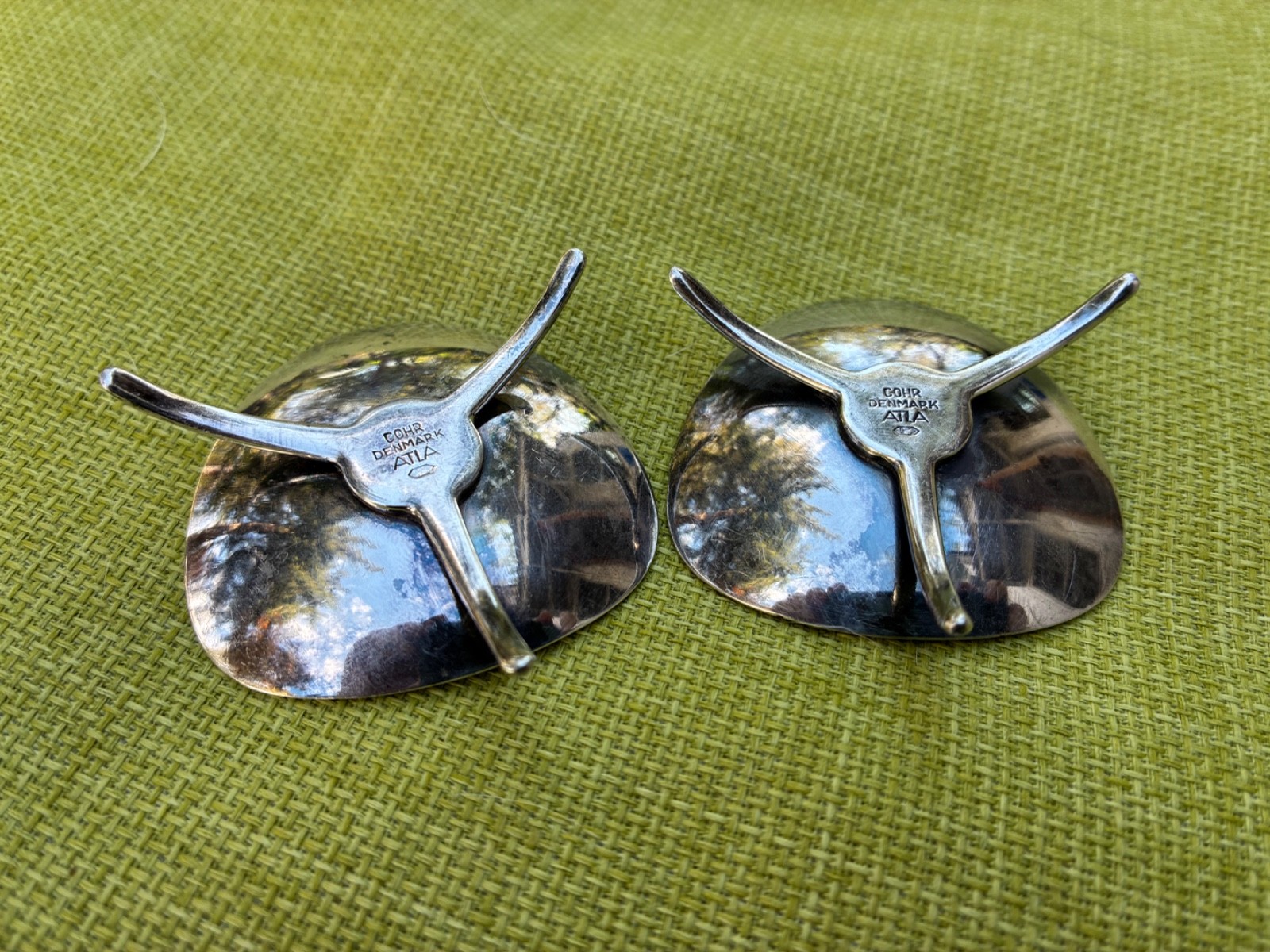 Antique 2 CARL COHR Mid-Century Modern Candlestick Holders Silver Plate Denmark