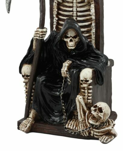 Ebros The Dark Lord Grim Reaper Seated On Skeletons & Skulls Throne Statue