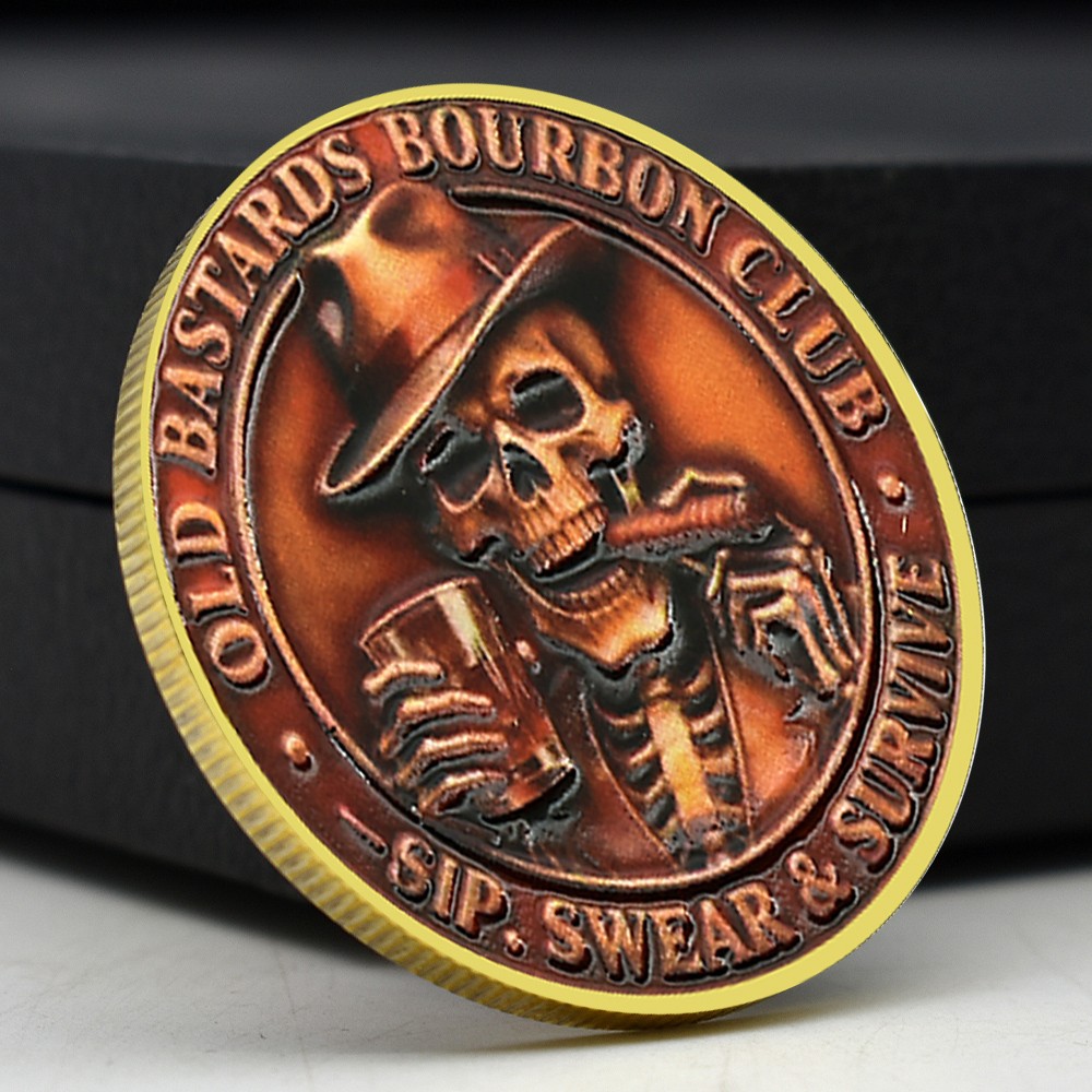 Old Bastards Bourbon Club Lifetime Member Medal - Sip, Swear & Survive Coin
