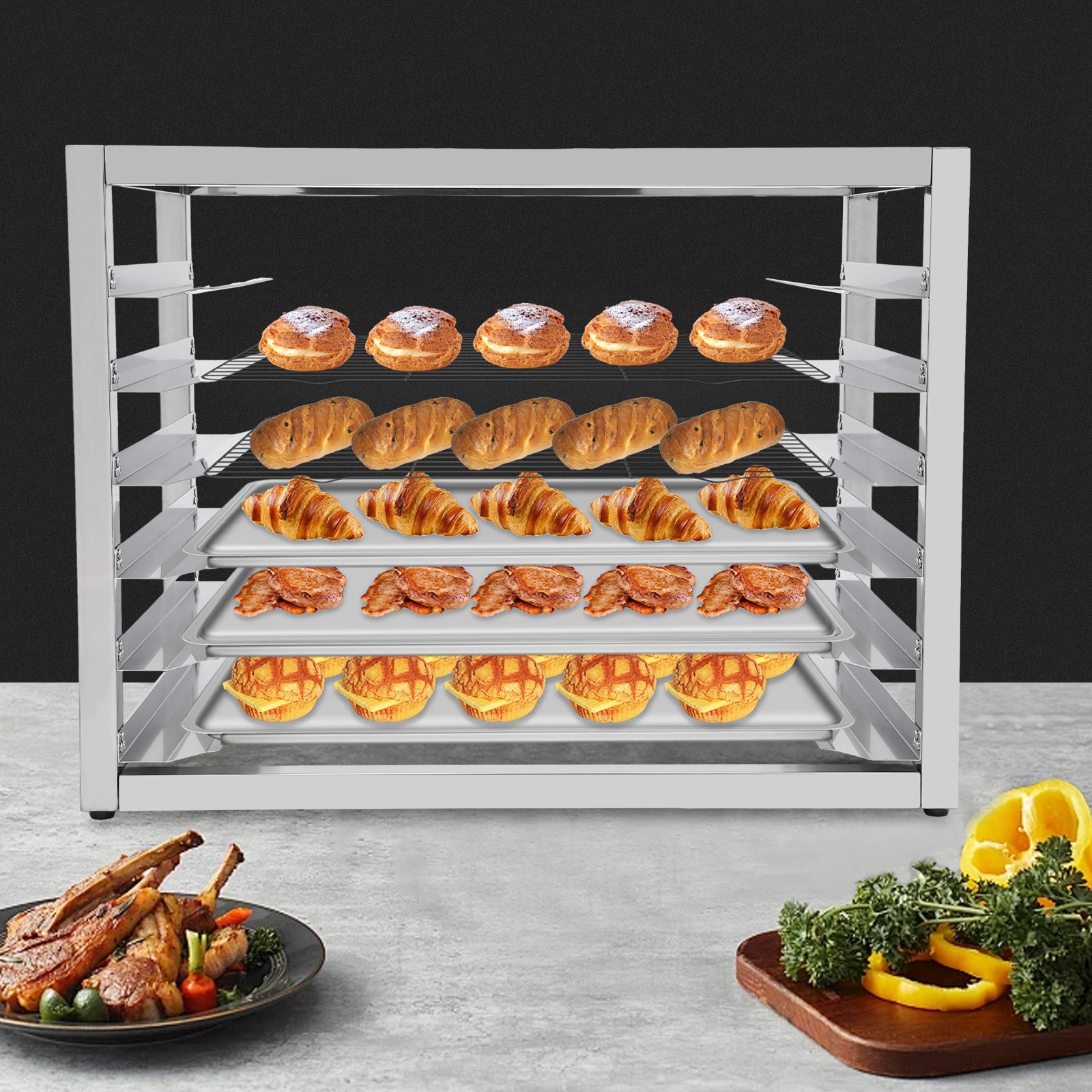 6 Tire End Load Half Height Bakery Bun Dough Baking Sheet Pan Rack Commercial