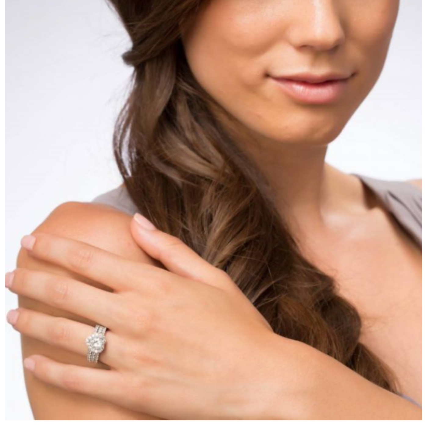 Sterling Silver AAAA Cubic Zirconia Heart Shaped Insert Ring Set