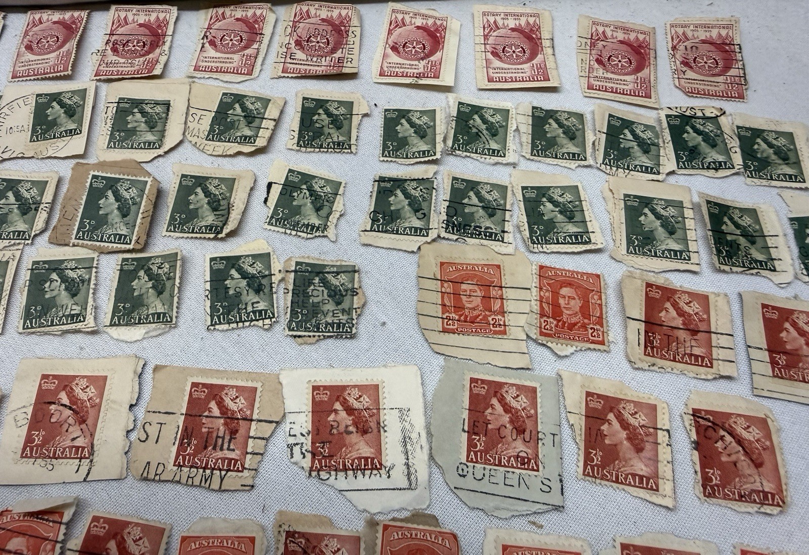 Vintage Australia Royalty Stamp Collection Lot 80+ Used 50s-60s, Queen Elizabeth