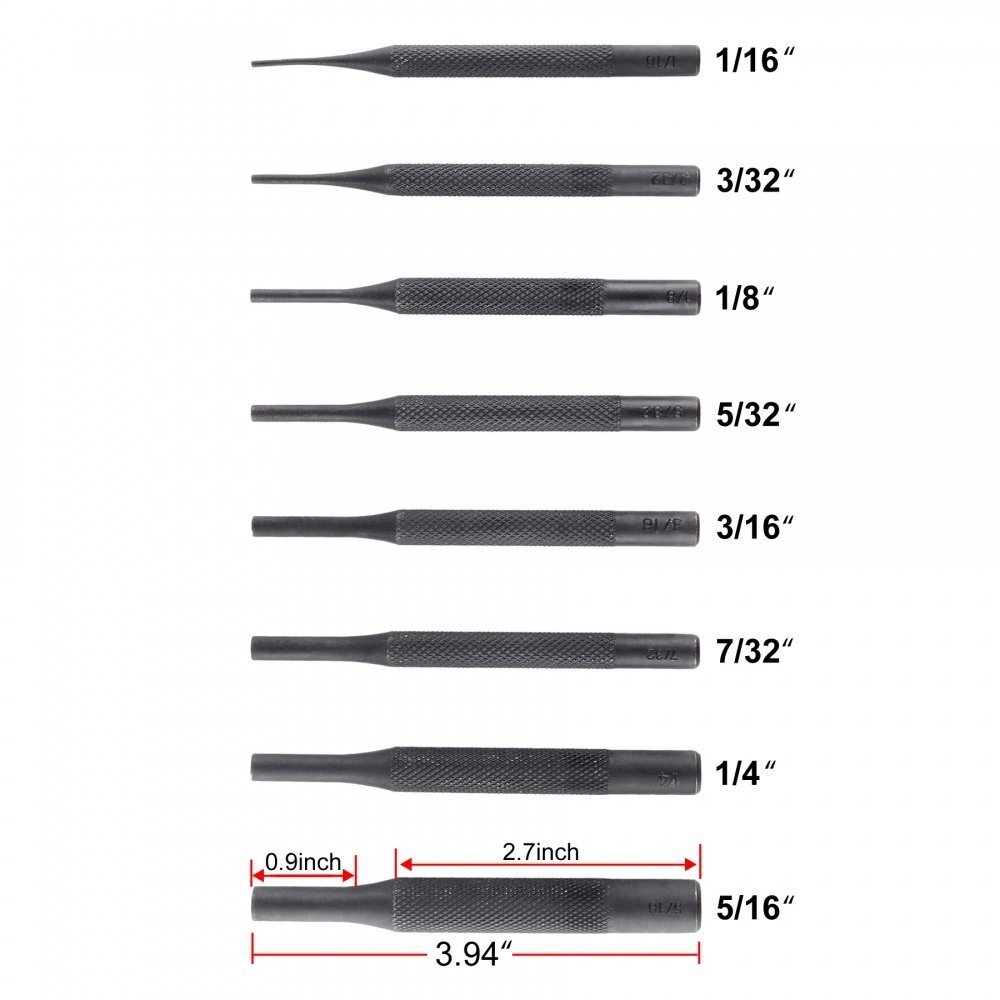8 Pieces Gunsmith Grip Pin Punch Tool Set for Woodwork Machinery Repairs Crafts