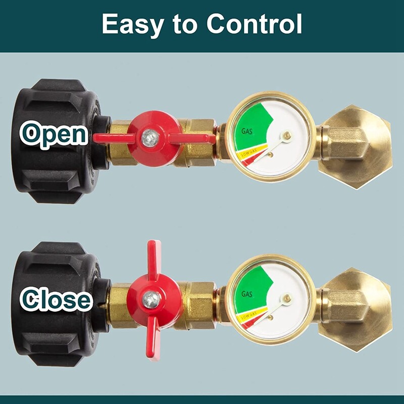 1Lb To 20Lb Tank Control Valve US Propane Refill Adapter With Gauge And ON-Off