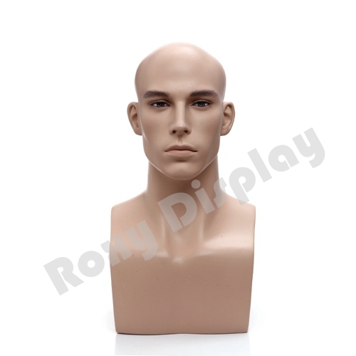 Male Fiberglass Mannequin Head Bust Wig Hat Jewelry Display #MZ-H2