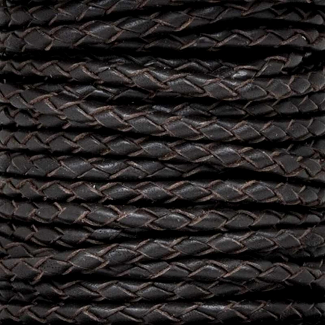 Genuine Leather Braided Bolo Cord (1 Yard) (Dark Brown, 2mm)