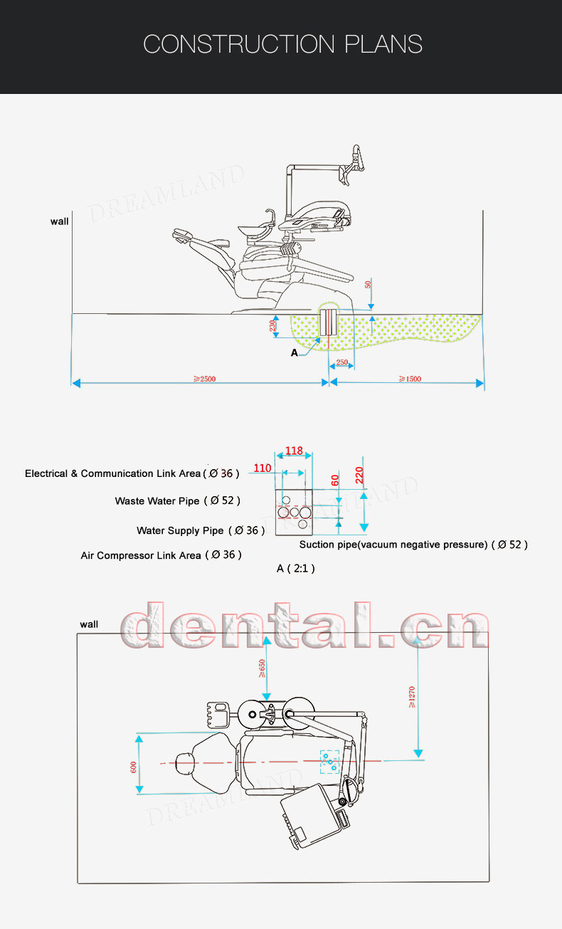 Dental Unit Chair Computer Controlled Motor Hard Leather +LED Oral Lamp +Stool