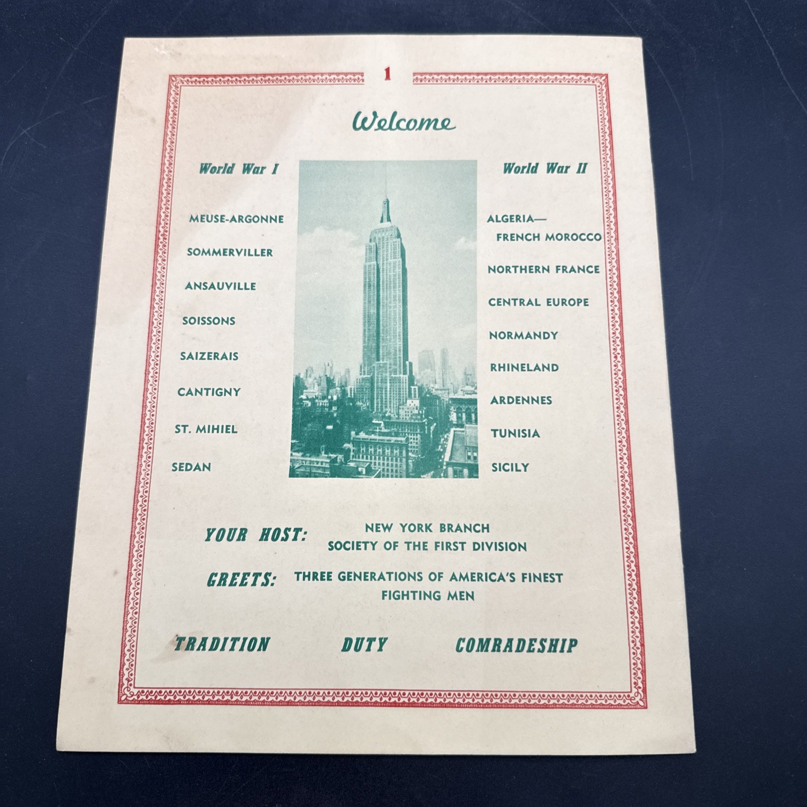 WWI 35th Annual Reunioin First 1st Infantry Division Big Red One 1953