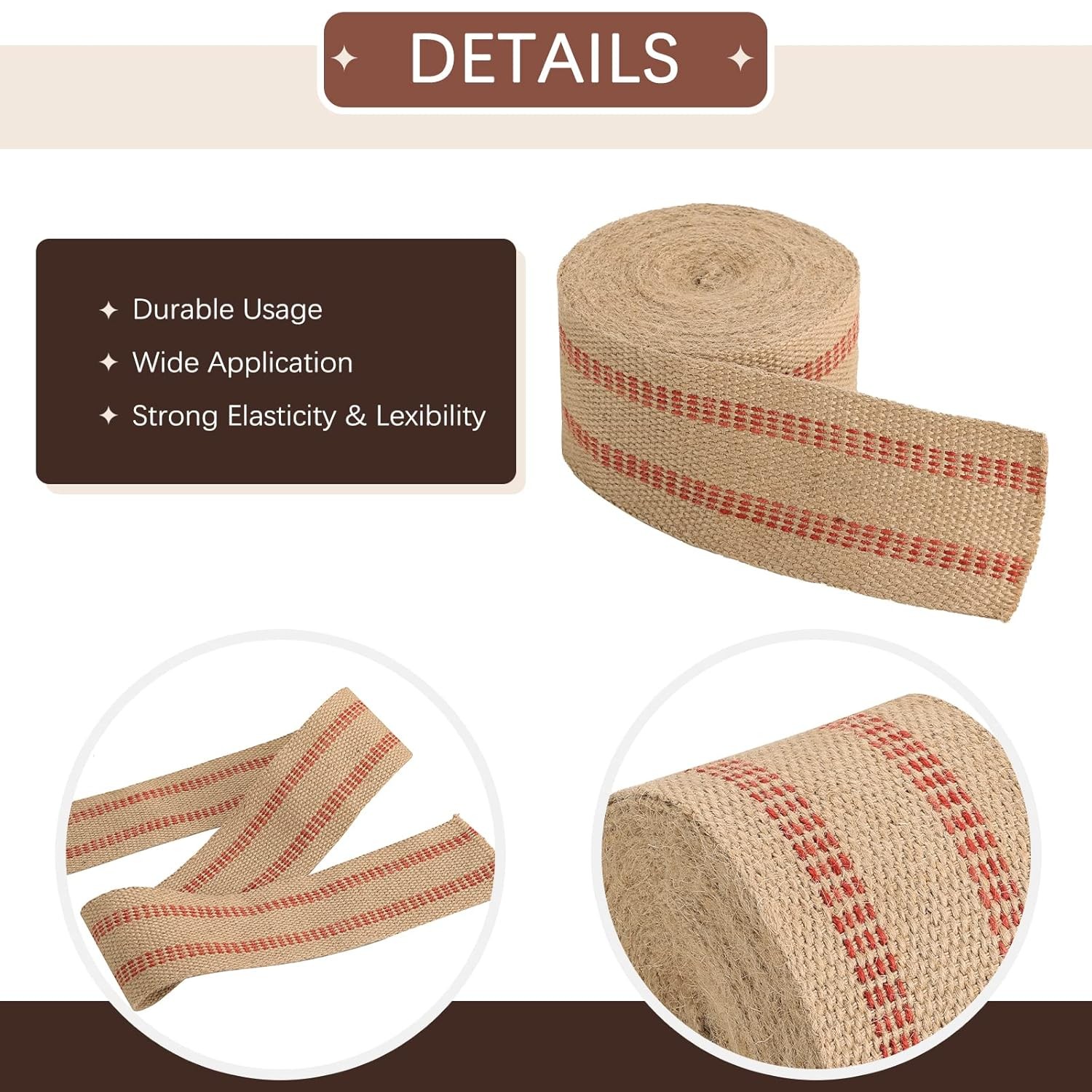 1PC Craft Jute Webbing Tape 3.5" x 10 Yd Heavy Duty for Chair Repair Upholstery