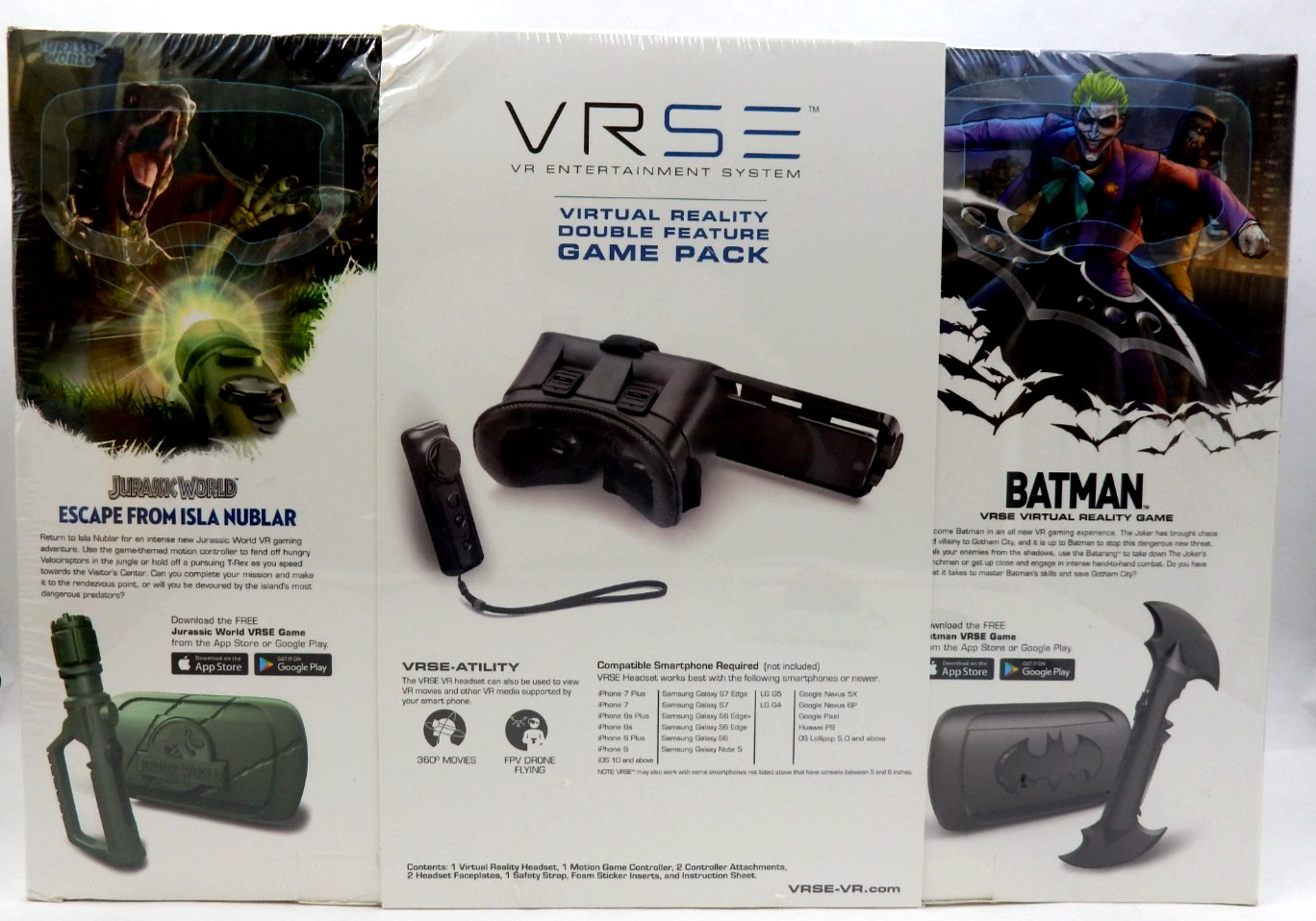 VRSE VR ENTERTAINMENT SYSTEM VIRTUAL REALITY GAME PACK - BATMAN & JURASSIC WORLD