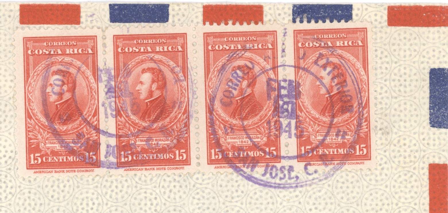 Costa Rica 1945 Airmail Cover Censored Hotel Europa San Jose To New York