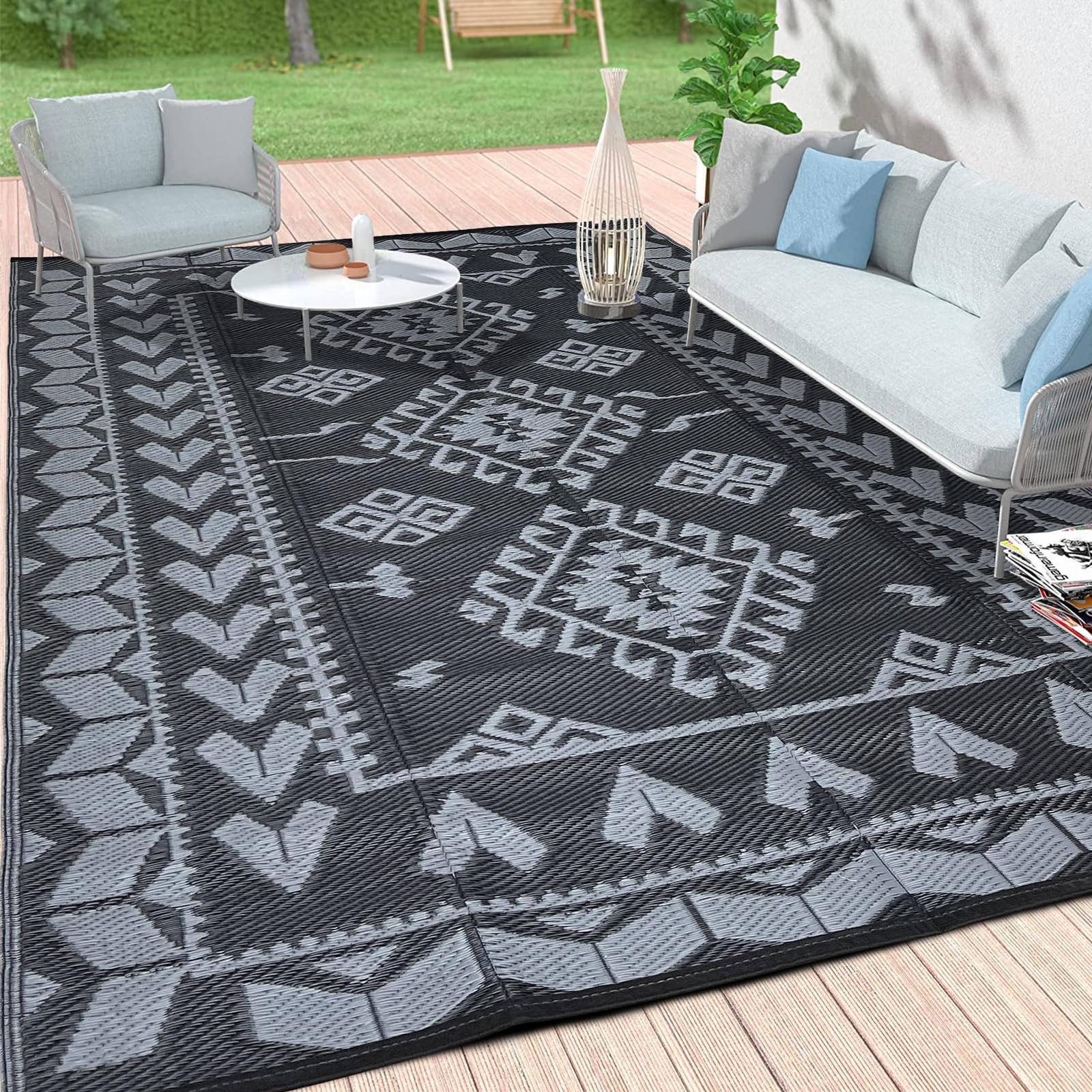 Outdoor Rugs for Patio Clearance - 5'x8' Waterproof Reversible Indoor Outdoor...