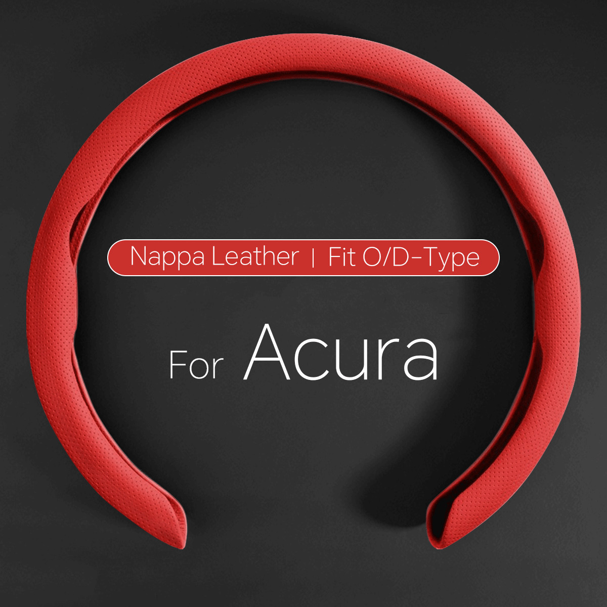 For Acura Red Steering Wheel Cover Ultra-thin Nappa Leather Breathable Anti-slip
