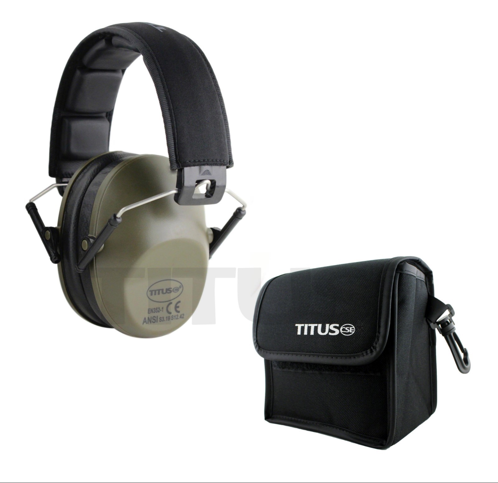 Low Profile Ear Muffs w Case 34 NRR Shooting Range Hearing Protection Drab Green