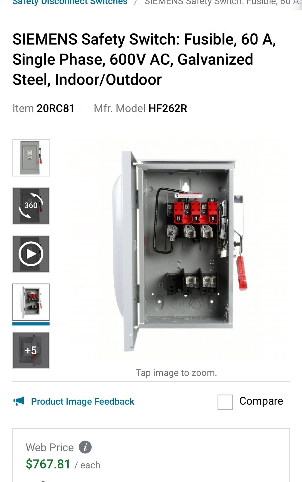 Siemens HF262R Fusible Heavy Duty Safety Switch.