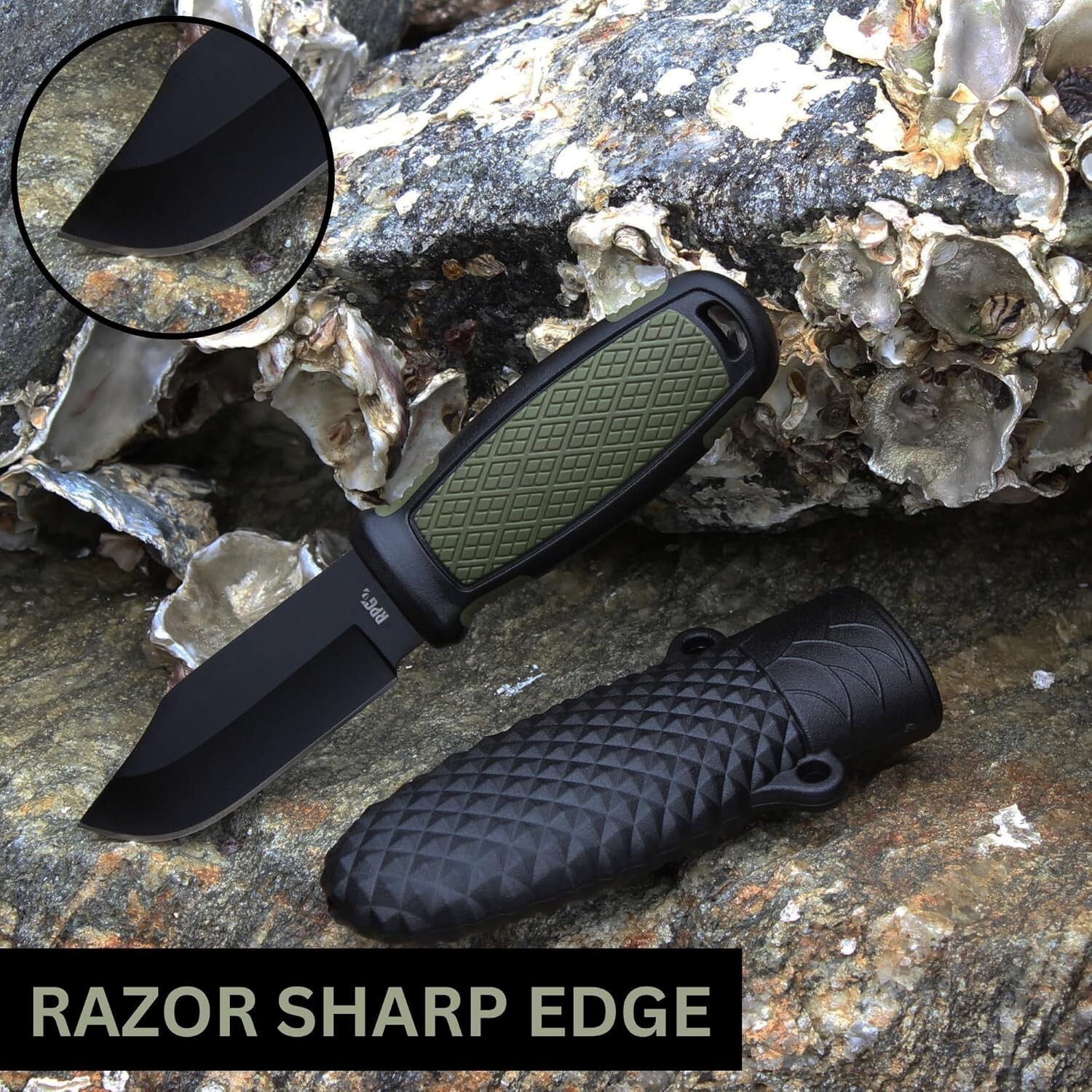 RPG-Mini Fixed Blade Knife 2.5" Stainless Steel EDC Neck Knife w/ Chain- Outdoor