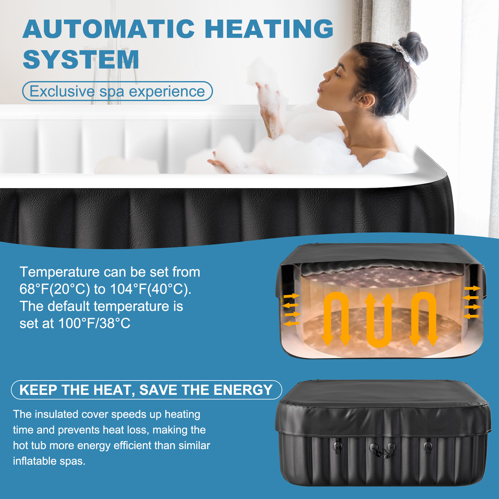 NAIZEA 240 Gallon Inflatable Hot Tub 6 Person Control Panel With 130 Bubble Jets