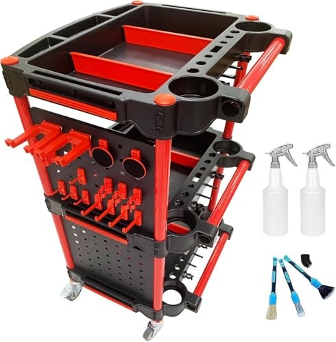 Auto Detailing Tool Cart with 2 Tool Hanging Board,3 with 2 Tool Hanging Boards