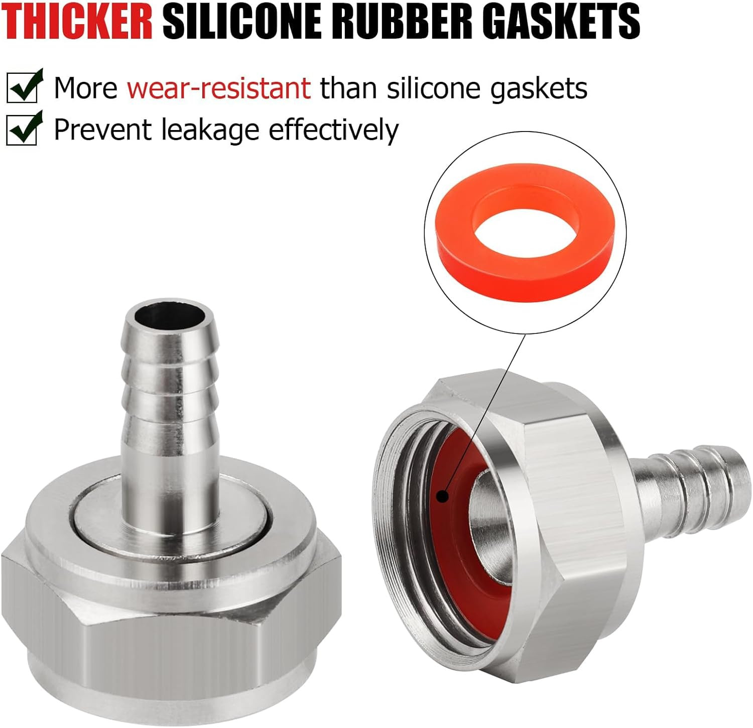 Keg Coupler Barb Connector 5/16'' Beer Barb G5/8 Thread Hex Nut Beer Keg Coupler