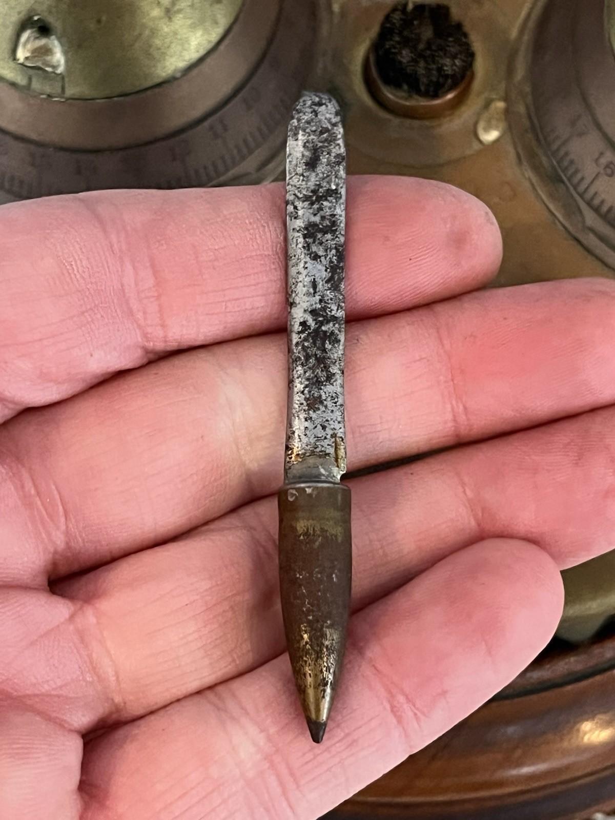 Antique WWI German Trench Art Desk Set Artillery Shell Fuse Ink Wells/Pen Holder