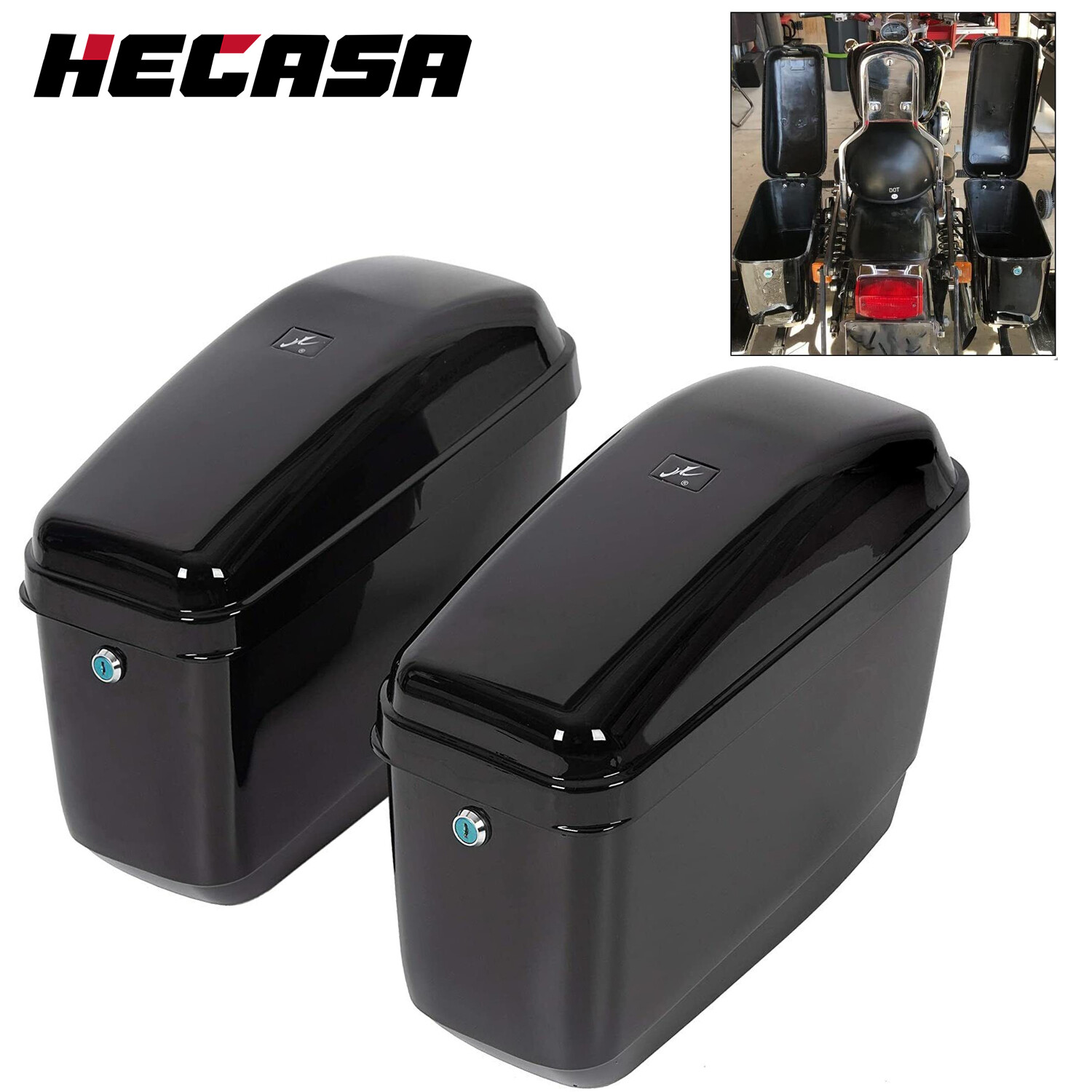 Motorcycle Hard Saddle Bags Trunk Luggage For Harley Honda Suzuki Yamaha Cruiser