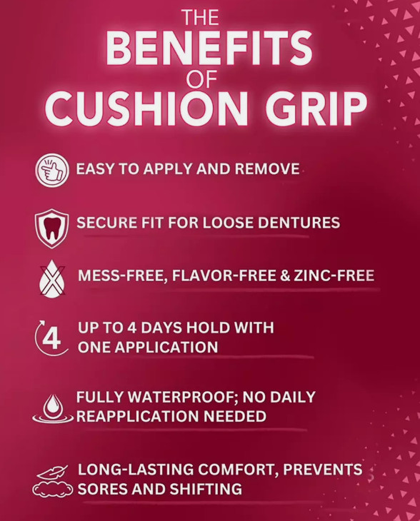 Cushion Grip Soft Thermoplastic Denture Adhesive 1 Oz - (Pack of 1,2,3,4, (5+1)