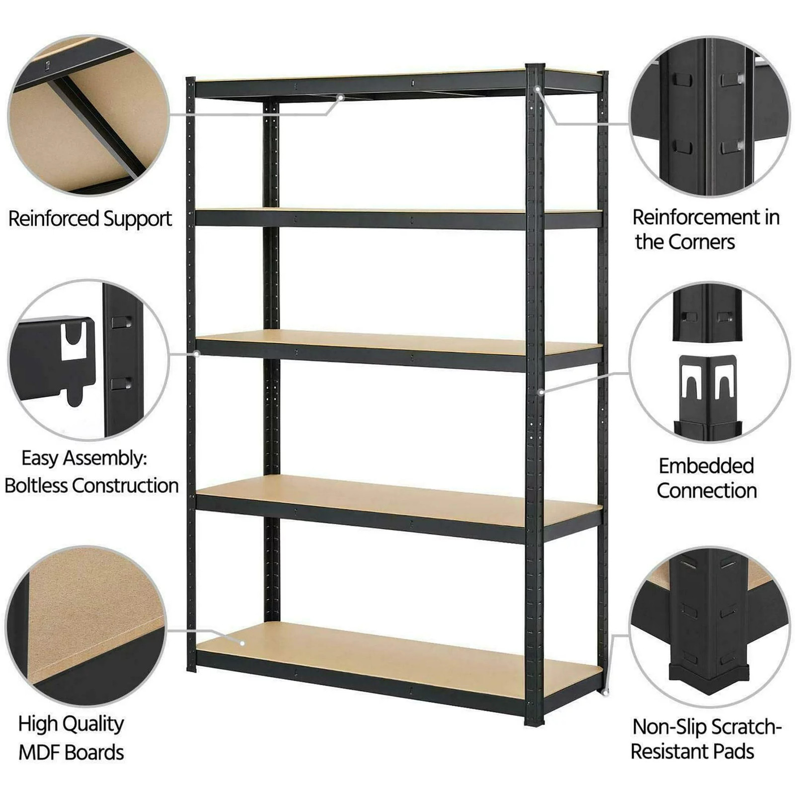 Heavy Duty Metal Muscle Rack Shelving Storage 43"W x 18"D x 71"H Garage 5 Shelf