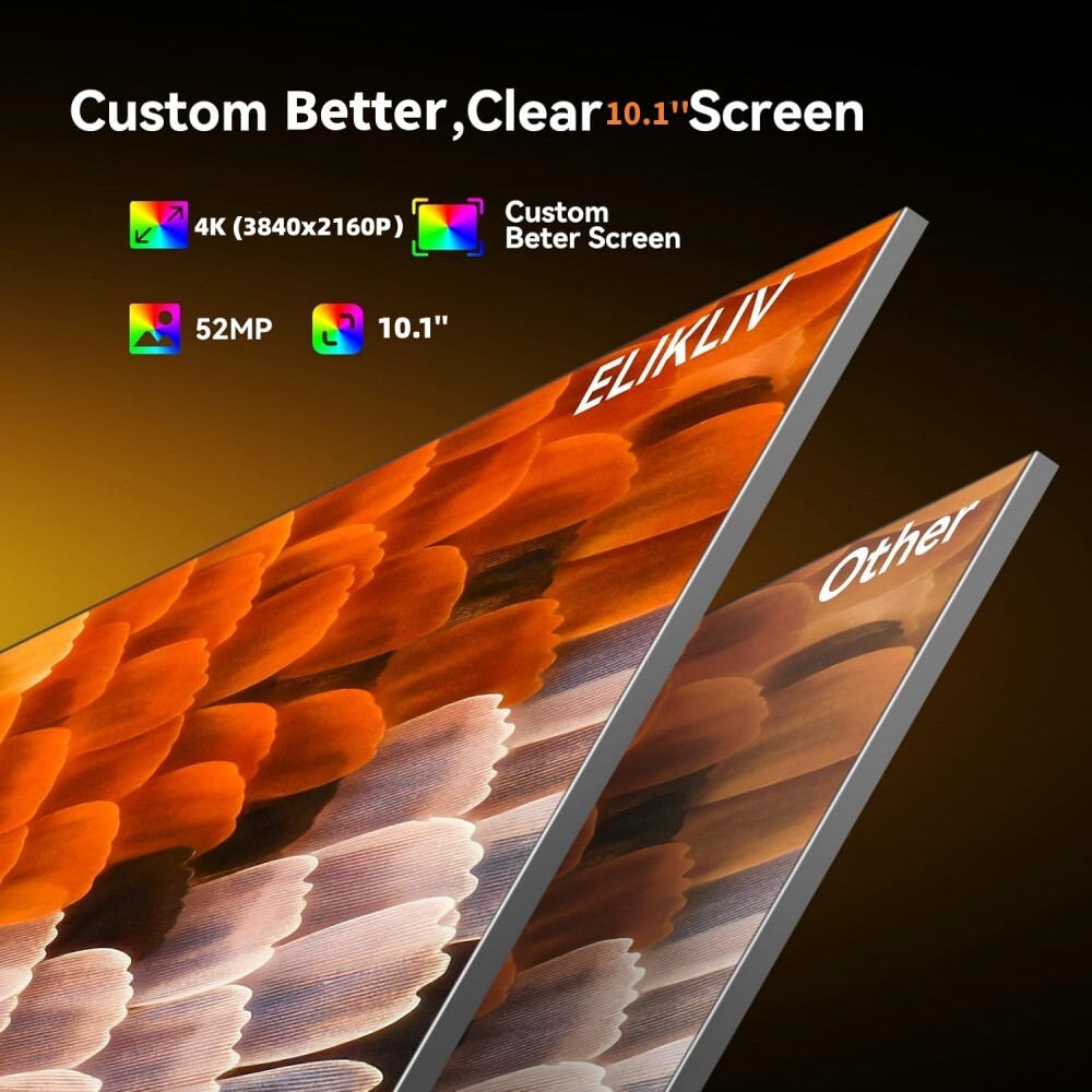 Elikliv 4K Soldering Digital Microscope 2000X Flexible Arm Stand 10.1" 52MP 64GB