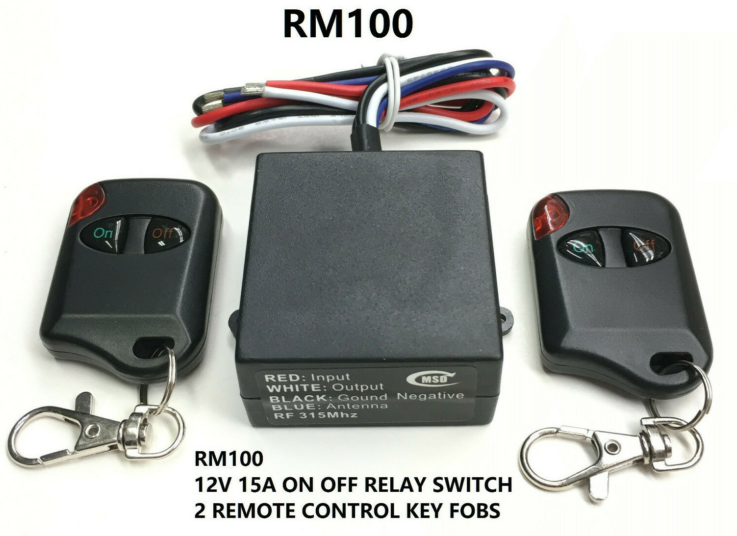 MSD 12V 15A 315mhz on off 2 remote control key fob 12V output relay switch RM100