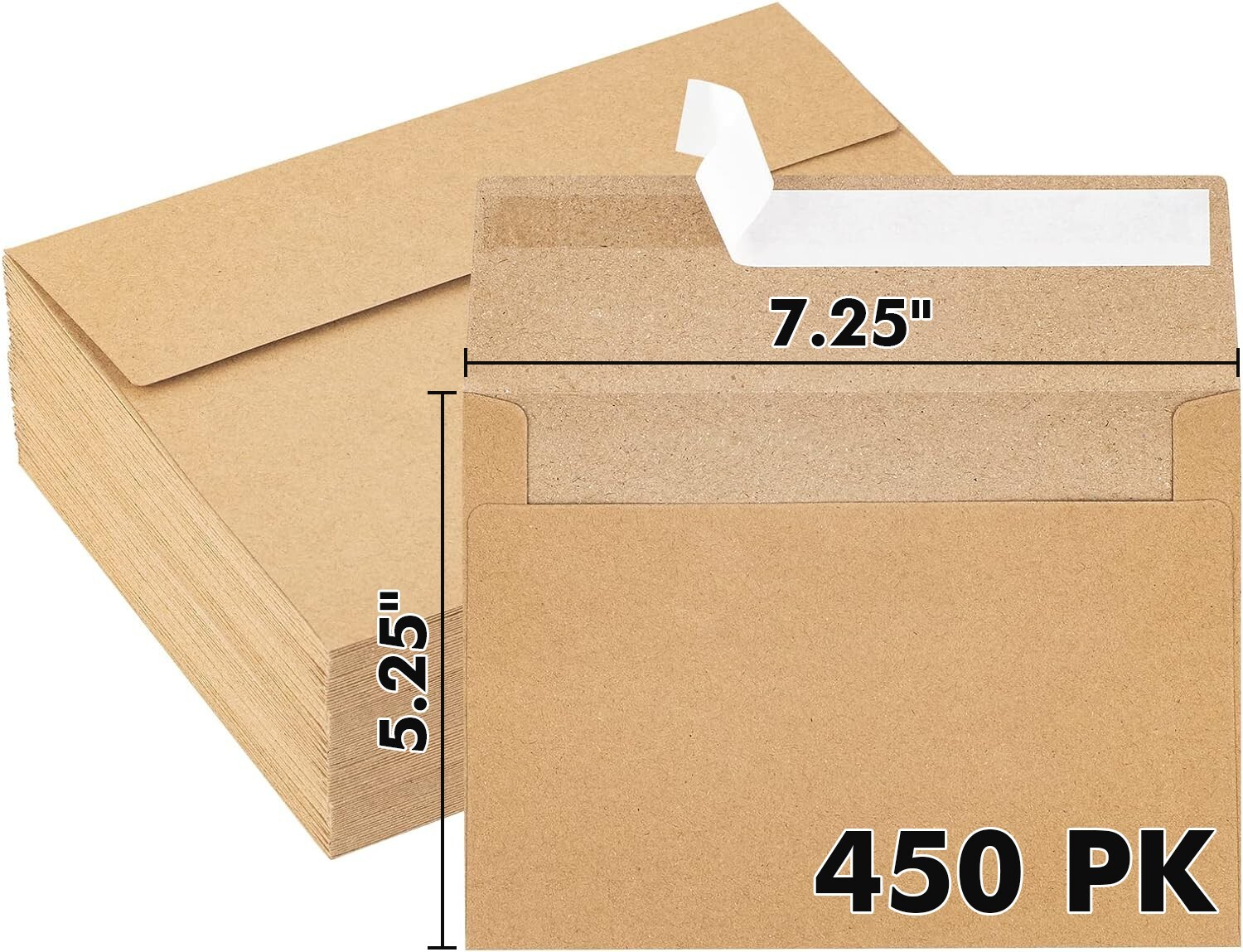 450 Invitation Envelopes Brown Kraft A7 5.25" x 7.25 for 5x7 Photo Wedding Card