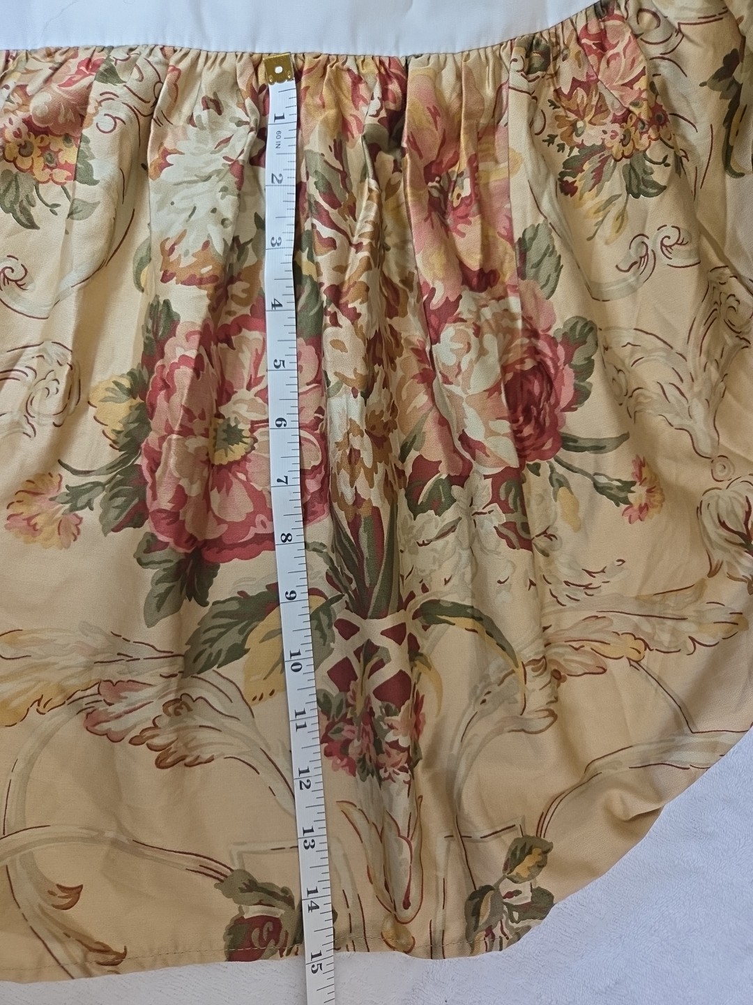 Ralph Lauren Guinevere Bedskirt Dust Ruffle 15” Drop Floral Cotton Sateen Full