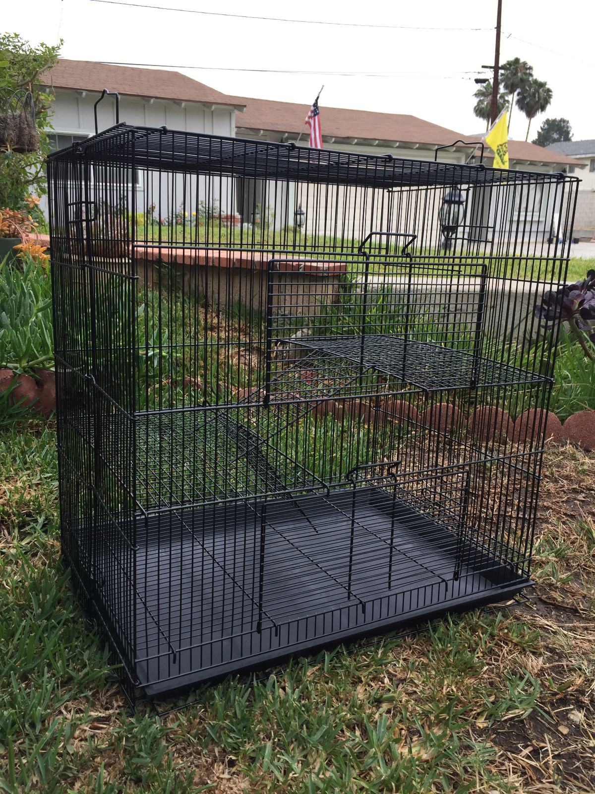 3-Levels 20" Black Chew-Proof Chinchilla Mouse Rat Mice Degu Rabbit Glider Cage