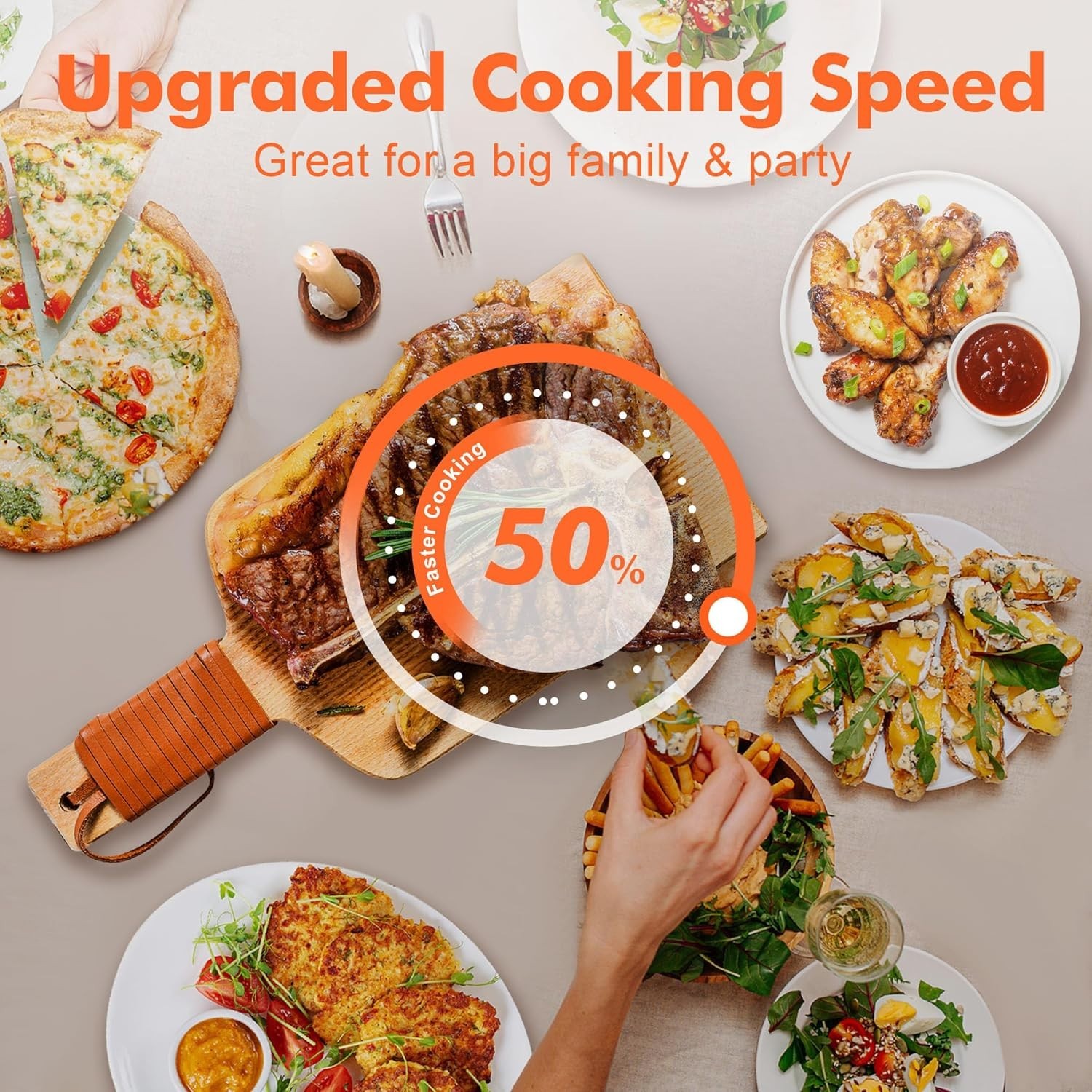 Kitchen in the box 32QT Extra Large Air Fryer Toaster Oven Combo 1800W 21-in-1